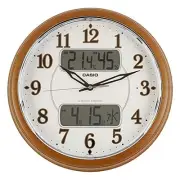 CASIO Wall Clock, Radio-Controlled Clock, Brown, Analog, Second Hand Stops at Ni