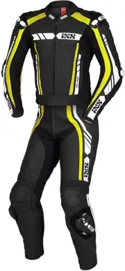 IXS Sport RS-800 1.0 Two Piece Motorcycle Leather Suit, black-white-yellow, Size 54 for Men Black White Yellow
