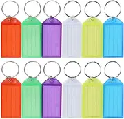 Key Tags, 24 Pieces Key Tags for Labelling, Interchangeable Labels Key Ring for Suitcases, Storage Luggage, 6 Colours