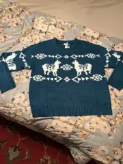 Sundance Llama Sweater. Dark Teal, Large