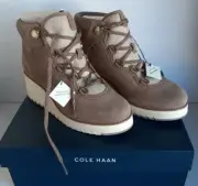 Cole Haan Woman's Sz 7.5 Irish Coffe Leather Zerogrand City Lace Up Wedge Boot