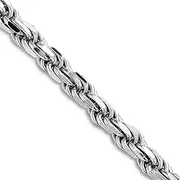 [JewelryWeb] 925 Sterling Silver Rhodium Plated 4.6mm Sparkle Cut Rope Chain Necklace Chain-Necklace for Women and Men