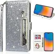 Compatible with Samsung Galaxy S10e G970F Cover,Zipper Card stot Holder Wallet Lanyard Kickstand (PU Leather+TPU Soft Shell) Phone Case Silver