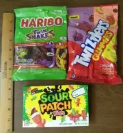 Gummi Candy Lot 1 Lb Haribo Snakes Sour patch & Twizzler Gummies