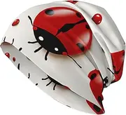 [QMNKLET] Beanie Hats for Men Women Soft Knit Cuffed Beanie Red Ladybug Skull Cap Headwear Ski Hat, Black, One Size