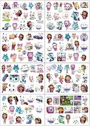 Gabby's Dollhouse Children's Temporary Tattoos äbby's Döllhöüse Tattoo Stickers Set Party Favour Tattoo Stickers (8 Sheets) 200 Pieces