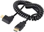 Cablecc 90 Degree Right Angled HDMI to HDMI Stretch Spring Cable for HDTV DVB DVD PC 1.2m