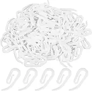 Stadux Hooks Plastic White Pack of 100, 2.8x1.2cm, Premium Drapery Hooks for Windows, Doors & Shower Curtains - Fits Most of Curtains