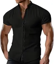 [Generic] Men's Shirts Cotton Linen Button Down Tropical Holiday Beach Shirts T Shirts Spandex