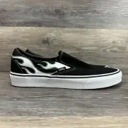 Vans Flame Classic Unisex Black White Slip-on Shoes Men 9 Women 10.5 fire