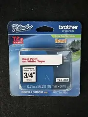 Brother TZe-242 Red on White 3/4" Laminated P-Touch® Labeling Tape Cartridge New