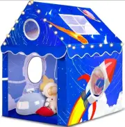 Outer Space Kids Tent with Mat & LED Star Lights, Boys and Girls Play House