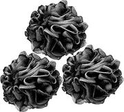 Loofah Charcoal Bath Shower Sponge Body Scrubber,75g XL Exfoliate Mesh Pouf Shower Bouquet,3 Pack Black Large Bath Sponge for Women and Men