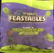Mr Beast Feastables GREEN APPLE KARL'S SOUR GUMMIES 3.52 oz Bag Candy BB 01/2025