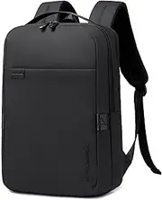 DE LAMASSU® Milo Laptop Backpack 12-16 Inch - Slim & Waterproof - Business Backpack Men & Women - Compatible with MacBook, Dell, HP, Lenovo, ASUS, Acer - Work, Study, Commuting, Travel - Black, black