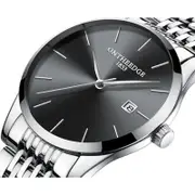 Watches Ultra Thin Steel With Quartz Watch Calendar Waterproof Men's Silver Black