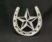Cast Iron Antiqued White Horseshoe With A Star Trivet Western Decor