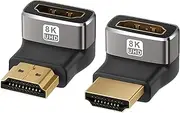 8K HDMI Adapter 2 Pack, HDMI 2.1 Male to Female Right Angle Coupler£¬HDMI 90 Degree and 270 Degree Gold Plated Connector, Supports 8K@60Hz£¬4K@120Hz, 2K, for HDTV, Switch, Xbox One, PS5, Laptop