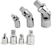 TULKUCBZBP 1/4 Inches 3/8 Inches 1/2 Inches Universal Joint Set Ratchet Angle Extension Bar Socket Adapter Manual and Pneumatic Bendable Adapter Socket Tools Socket Set(7pcs-Silver)