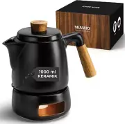 Elegant 34 oz Teapot Set with Warmer & Infuser for Tea Lovers - Black/White
