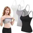 Womens Slimming Hidden Support Bra Singlet Ladies Top Black White Tee Camisole