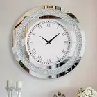 60/80CM Large Mirrored Clock Sparkle Crush Diamond Wall Clock Living Room Kitche