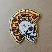 PIZZA PUNK Patch - Iron On - Sew - Punk Rock - Mohawk - Skulls