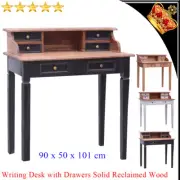 Wooden Study Desk with Storage Drawers Console Writing Dressing Table Rustic
