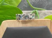 Silver-Tone Rhinestone Celtic Wolf 7mm Band Ring New Free Ship Size 12 A3015