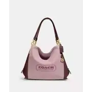 Coach Jacquard Dalton 31 Shoulder Bag Handbag Purse Coach Badge Brass/Wine Multi