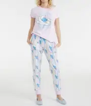 NEW PETER ALEXANDER WOMENS SLEEPY SMURF TEE M + PANTS L PJ SET $139.90 SMURFS