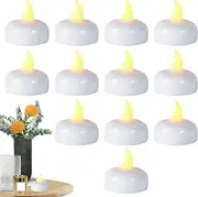 White Floating Candles, LED Floating Candles Battery Operated, 12X Flickering Tea Lights Water Activated, Table Centerpieces for Home Pool Hot Tub, Party Supplies