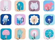12 Pack Adhesive Sticky Wall Hooks - Transparent Reusable Seamless Hooks (12 Patterns are Randomly Sent)