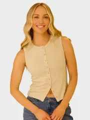 Womens Button Front Tank Top
