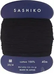 DARUMA Sashiko Thread Thin Weight 20/4 40m 100% Cotton BLACK