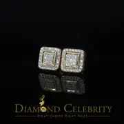 925 Sterling Yellow Silver 0.66ct Cubic Zirconia Square Women's Stud Earrings