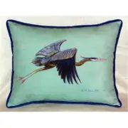 Betsy Drake ZP327C Flying Blue Heron - Teal Indoor & Outdoor Throw Pillow- 20...