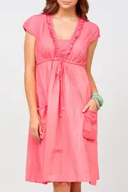 Amber Plain Cotton Dress--FIR-S14-36-P