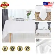 Machine Washable White Linen Tablecloth 60 x 144 Inch for Modern Dining Events