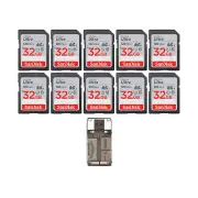 SanDisk 32GB Ultra SDHC UHS I Memory Card w High Speed USB Card Reader 10 Pack