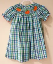 NWT Classic Whimsy Three Smocked Pumpkins Bishop Dress Girl's Size 24 Month