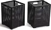 Eslite 42L Collapsible Plastic Laundry Baskets,Foldable Laundry Hamper,Pack of 2 (Black)