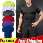 Men Short Sleeve Compression Shirt Base Layer Tight Top Fitness Sport Activewear