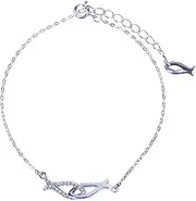 Chain Bracelets,Silver Bracelet,Fashion Bangle,Sterling Silver Bracelet for Women,Ladies 925 Sterling Silver Bracelet Vintage Bracelet Hand Carve Hollow Fish Bracelet Ladies Silver Jewellery Gifts