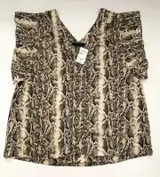 SANCTUARY Women's Countryside Snake Print Flutter Sleeve Blouse Shirt Top XL $79