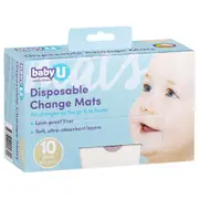 Baby U Disposable Portable Change Mats Nappies Diaper Changing Pads Mat 10 Pack