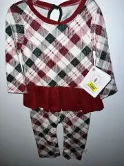 Burt's Bees Baby Sleep & Play Christmas Pjs 100% Organic Cotton Romper Plaid