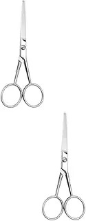minkissy 2pcs Ergonomic Stainless Steel Cosmetic Scissors for Men Beard Trimming Grooming Nose Hair Cutting Anti-slip Feature