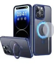 Blue VANMASS Latest Upgraded for iPhone 14 Pro Max Phone Case MagSafe with Stand
