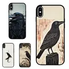 For iPhone XS 11 12 13 14 15 16 Pro Max wireframe raven black bird Flexible Case